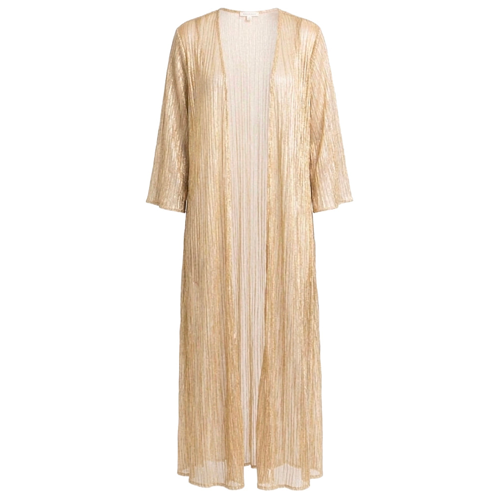 womens Metallic Sheer Duster gold