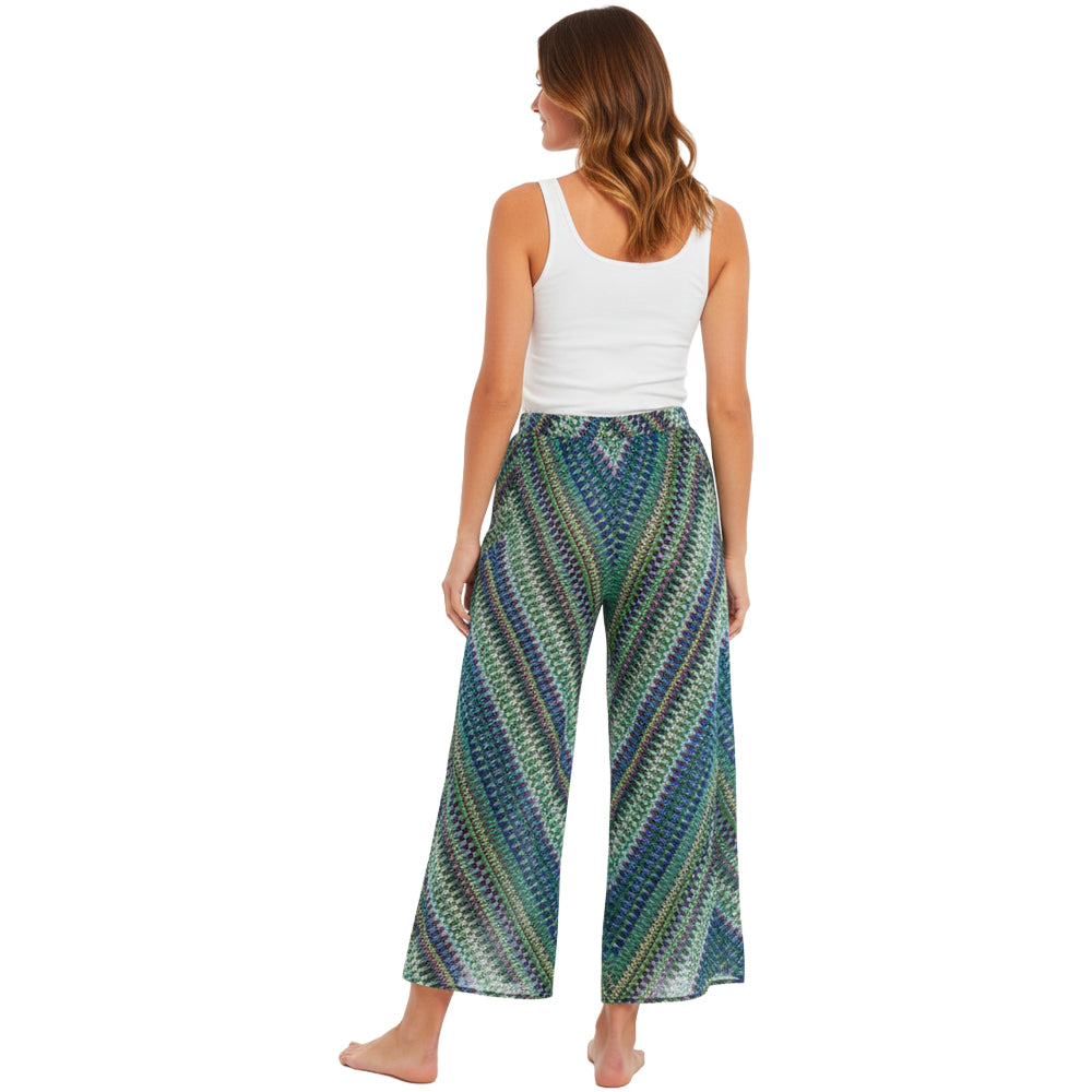 Blue Green Chevron Resort Pants