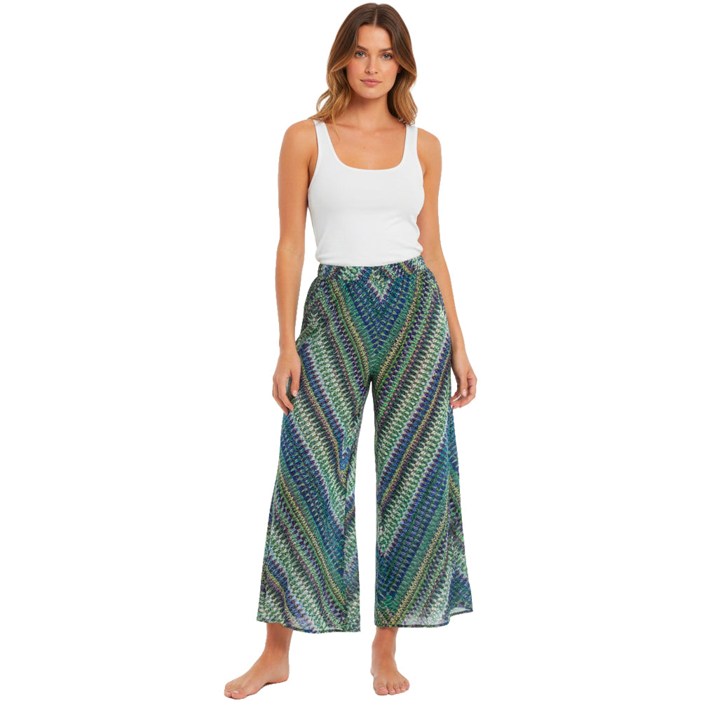 Blue Green Chevron Resort Pants