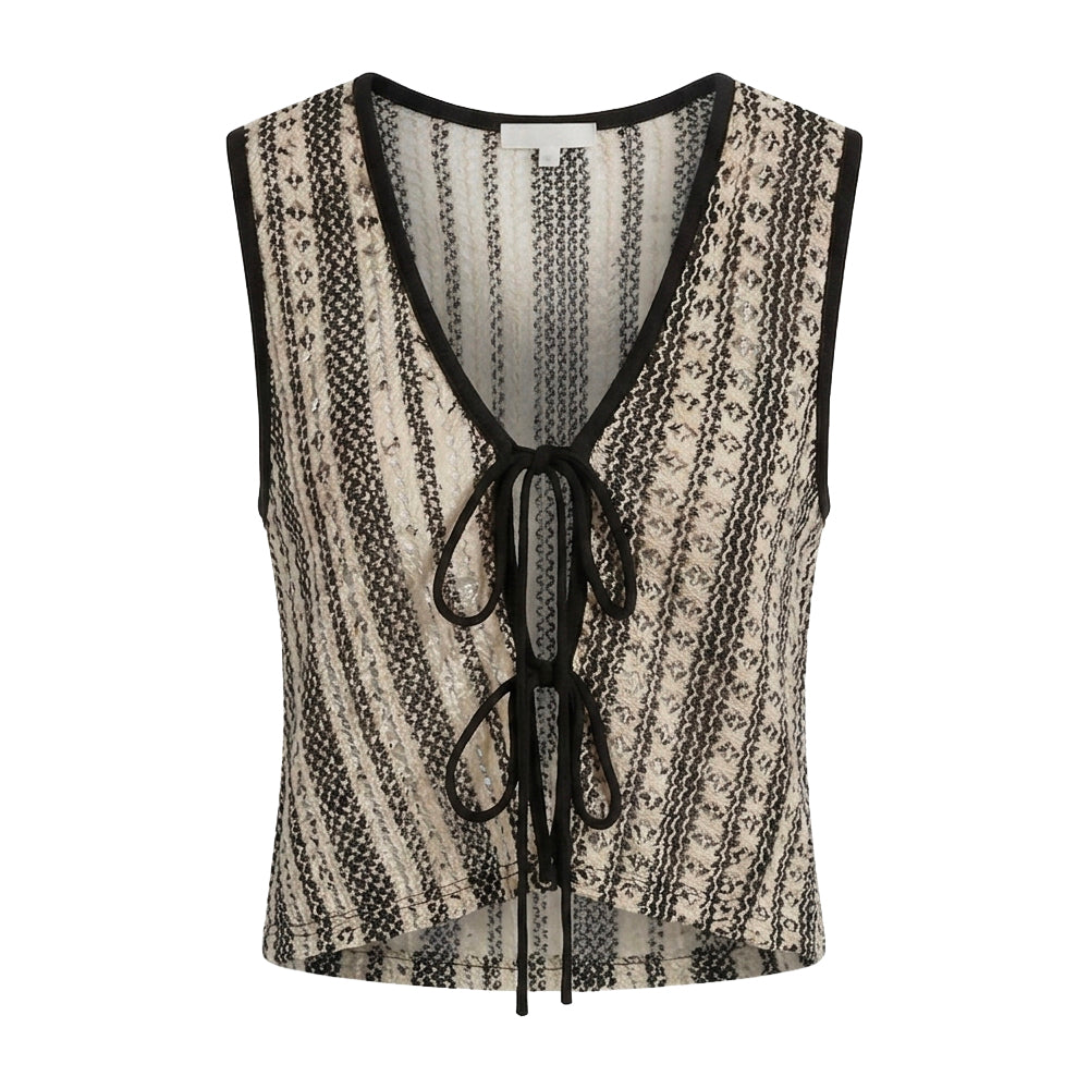 womens Boho Stripe Tie-Front Vest