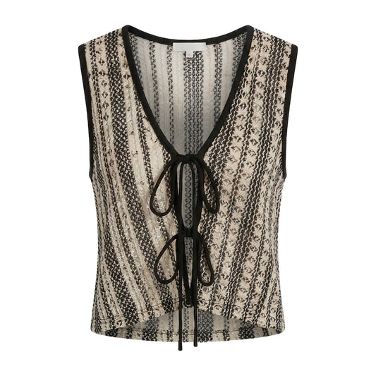 womens Boho Stripe Tie-Front Vest