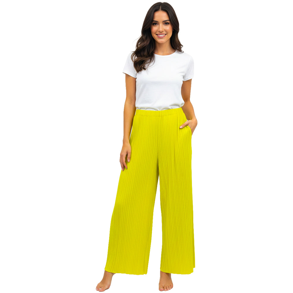 Bright Yellow Pleated Resort Pants