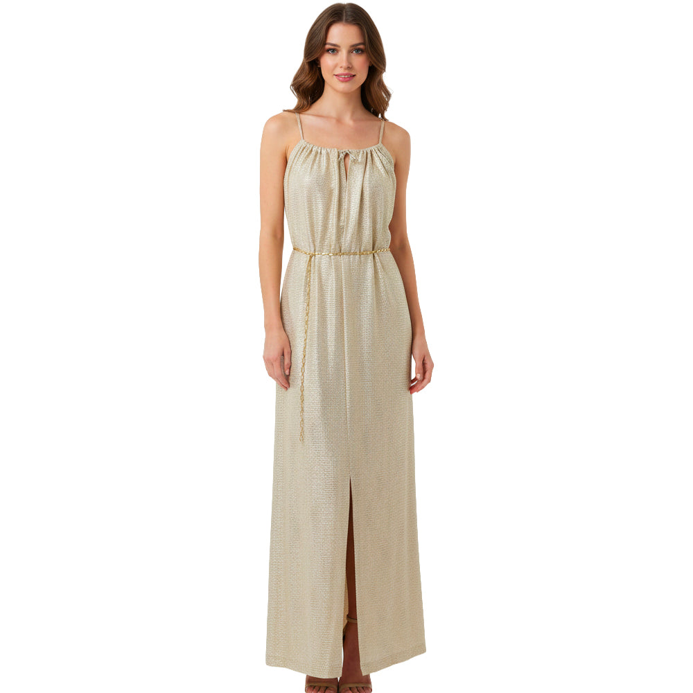 Gold Metallic Maxi Dress