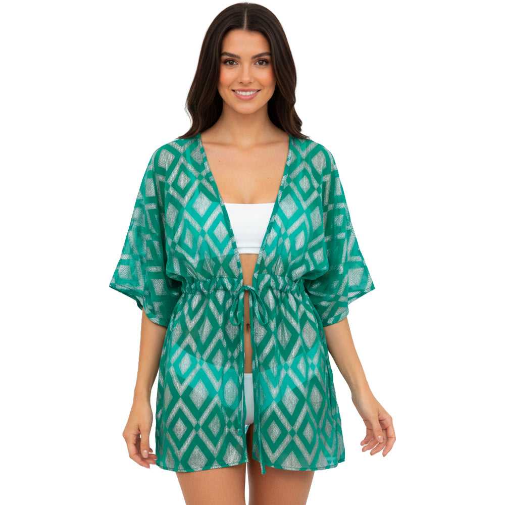 Green Geometric Kimono