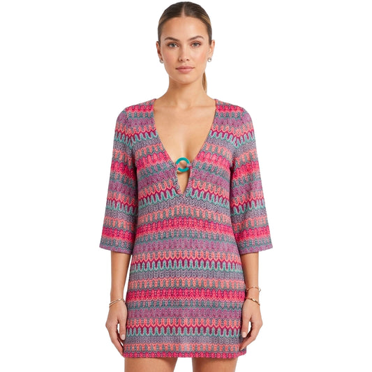 Multicolor Mesh Swim Cover-Up Dress