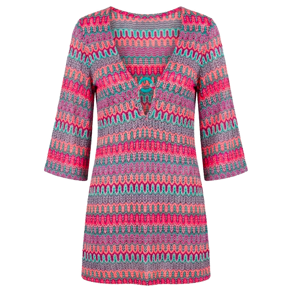 Multicolor Mesh Swim Cover-Up Dress
